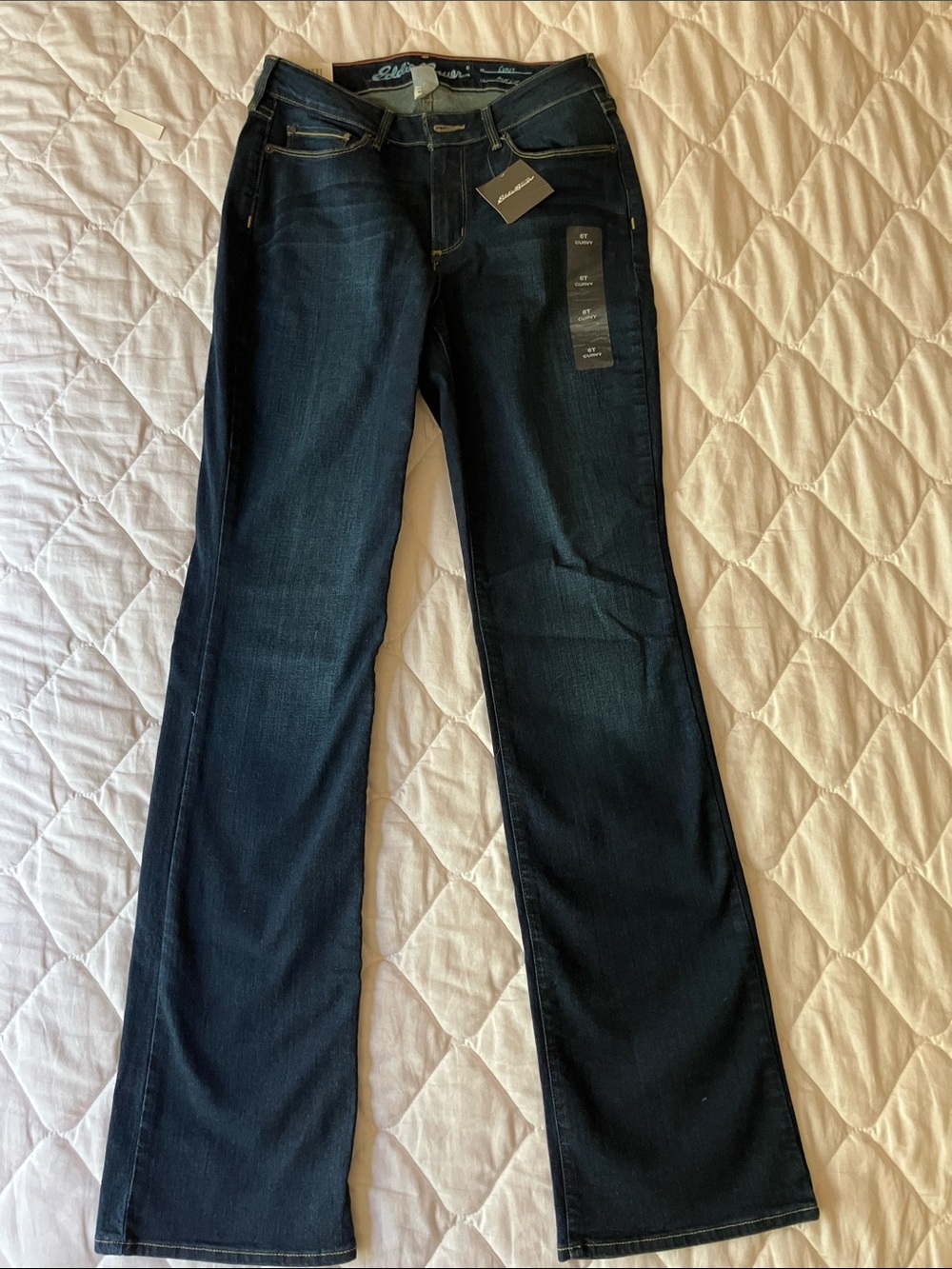 Eddie Bauer Dark Blue Bootcut Jeans 6 Tall Curvy cut NWT